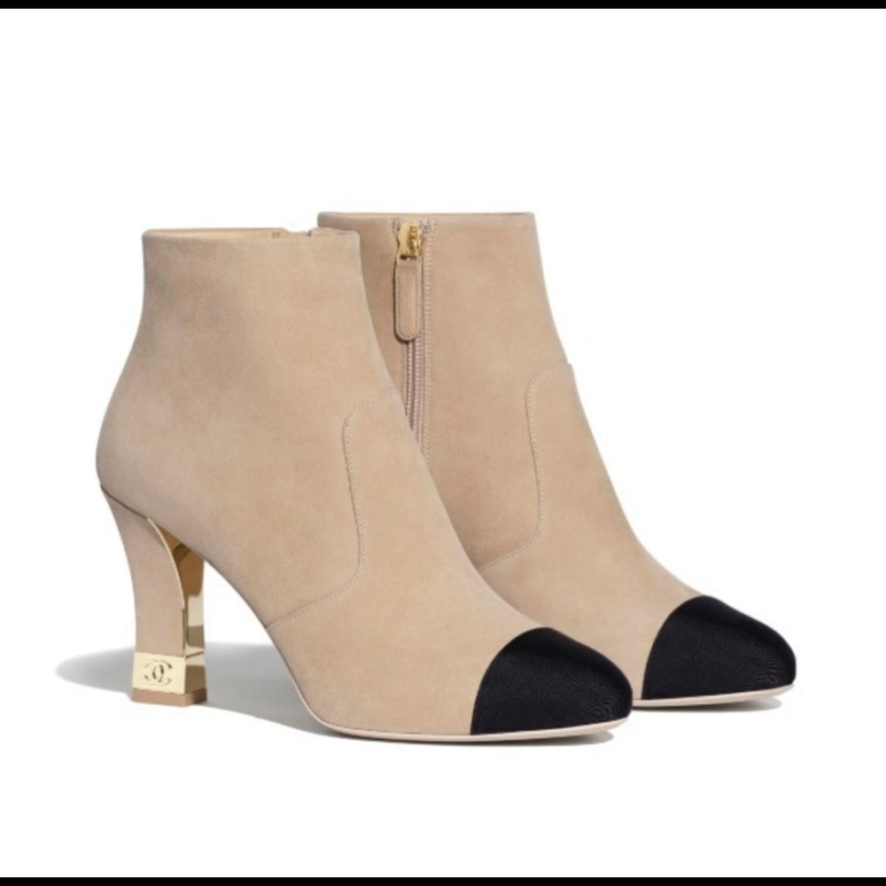 Chanel Suede Ankle boots in beige and black